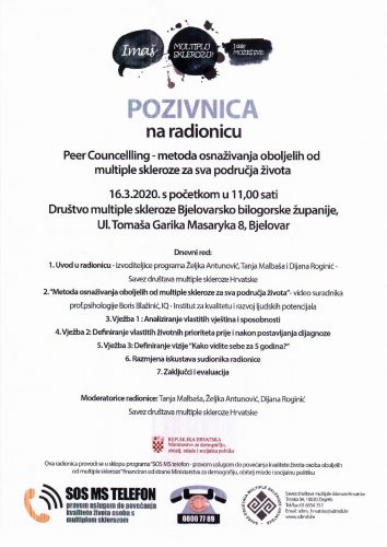 Peer Councelling - pozivnica na radionicu